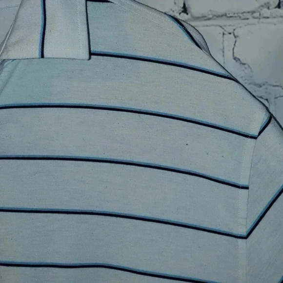 FootJoy FJ Golf Blue Striped Short Sleeve Polo Shirt Men's sz Large with Logo. - Picture 6 of 15